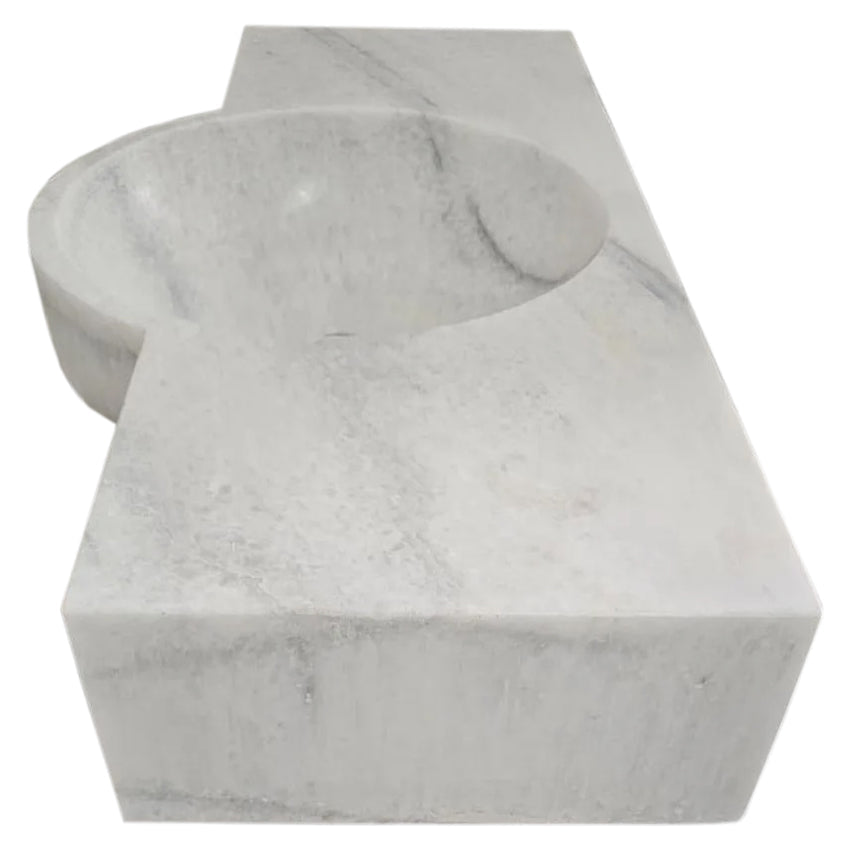 Carrara White Marble Above-vanity Wall-mount Bathroom Sink (W)16