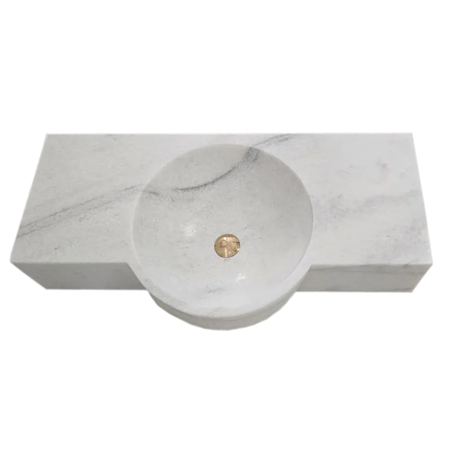 Carrara White Marble Above-vanity Wall-mount Bathroom Sink (W)16