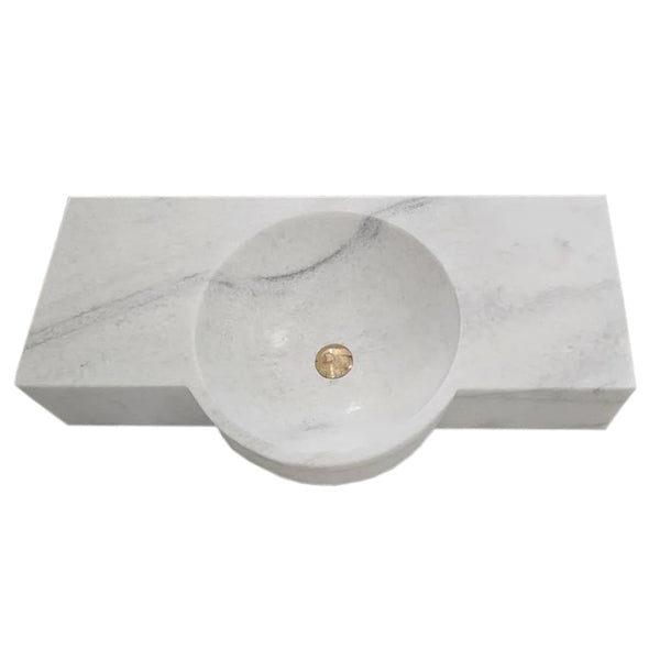 Carrara White Marble Above-vanity Wall-mount Bathroom Sink (W)16