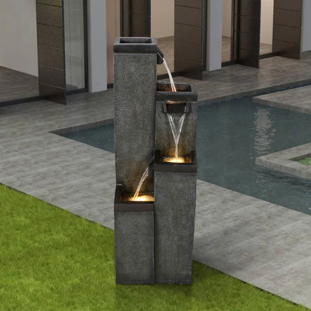 Resin Modern Outdoor Fountains 4 Pillar 39 Inch