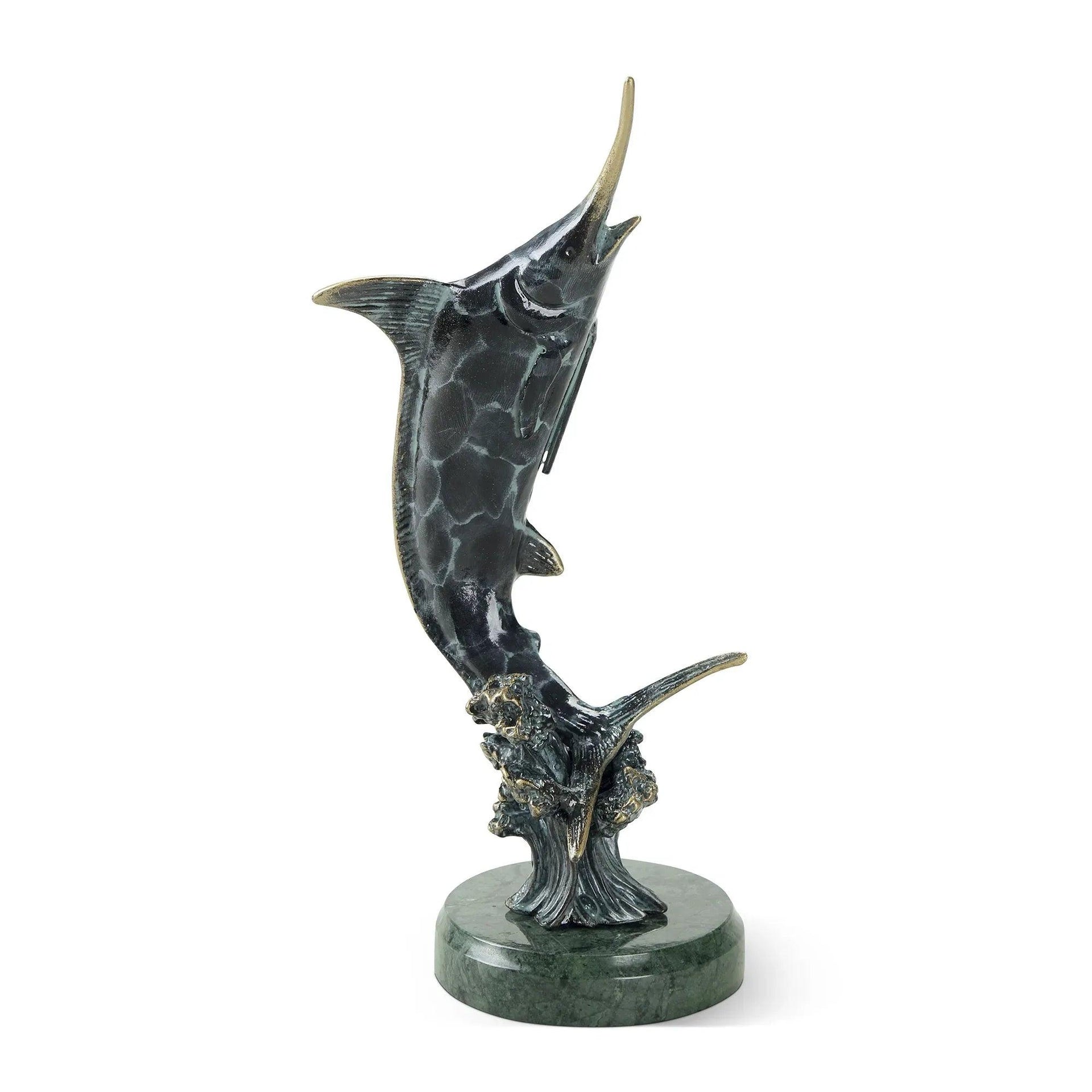 Cast Aluminum Hunting Marlin with marble base - Gifts for You 'n Me