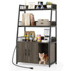Cat Litter Box Enclosure with Storage Shelves and Scratching Pad-Gray - Gray
