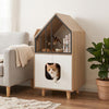 Cat Litter Box Enclosure with Shelf and 2 Doors Wooden House-Shaped for IndoorNatural