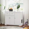 Cat Litter Box Enclosure with 2 Drawers and 3 Doors for Kittens and Adult Cats-White