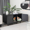 Patented 2-Door Cat Litter Box Enclosure with Winding Entry and Scratching Board-Black