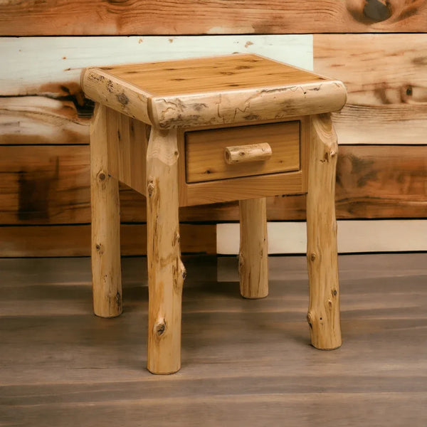 Cedar Log One Drawer Nightstand - Gifts for You 'n Me