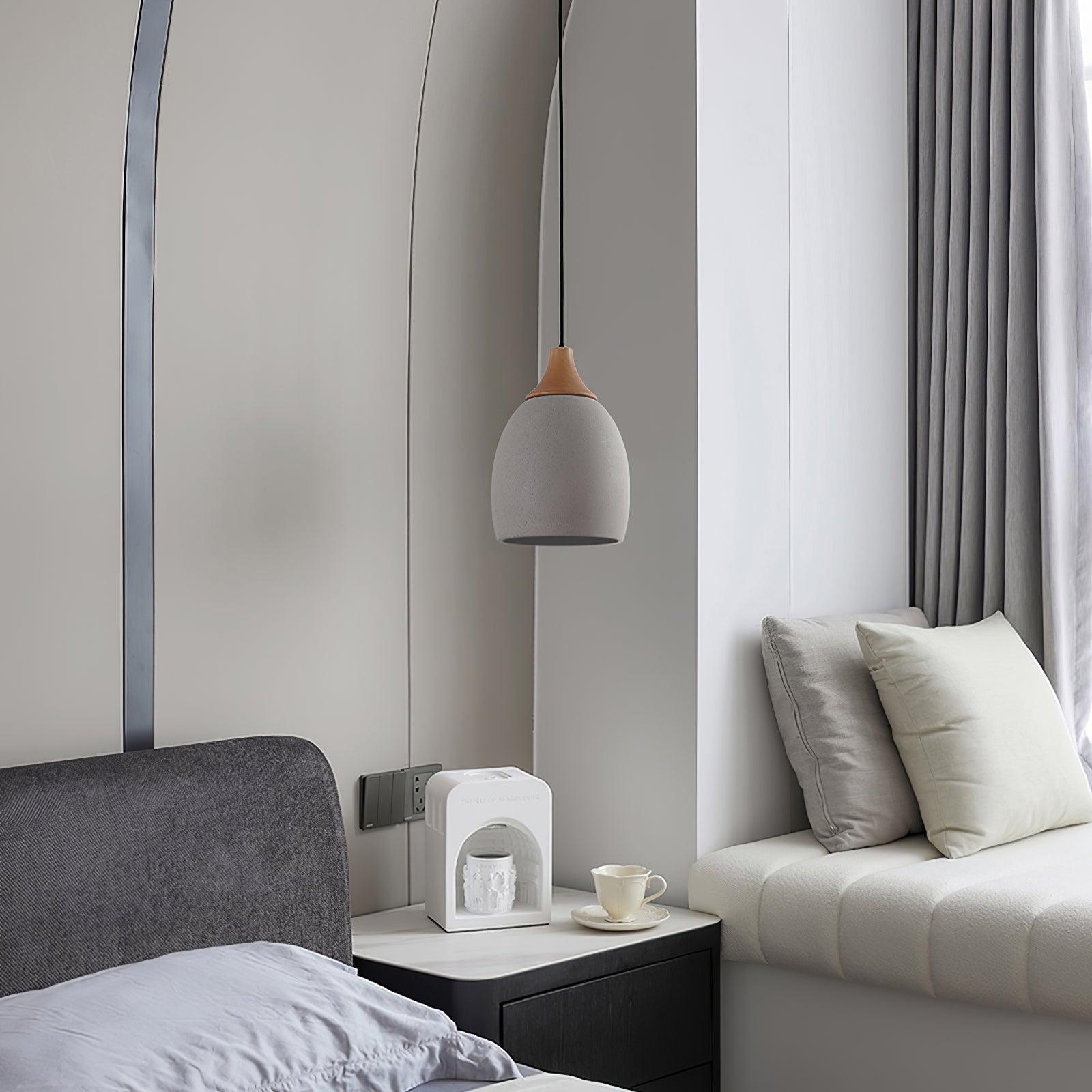 Cement Solid Wood Pendant Light 5.7
