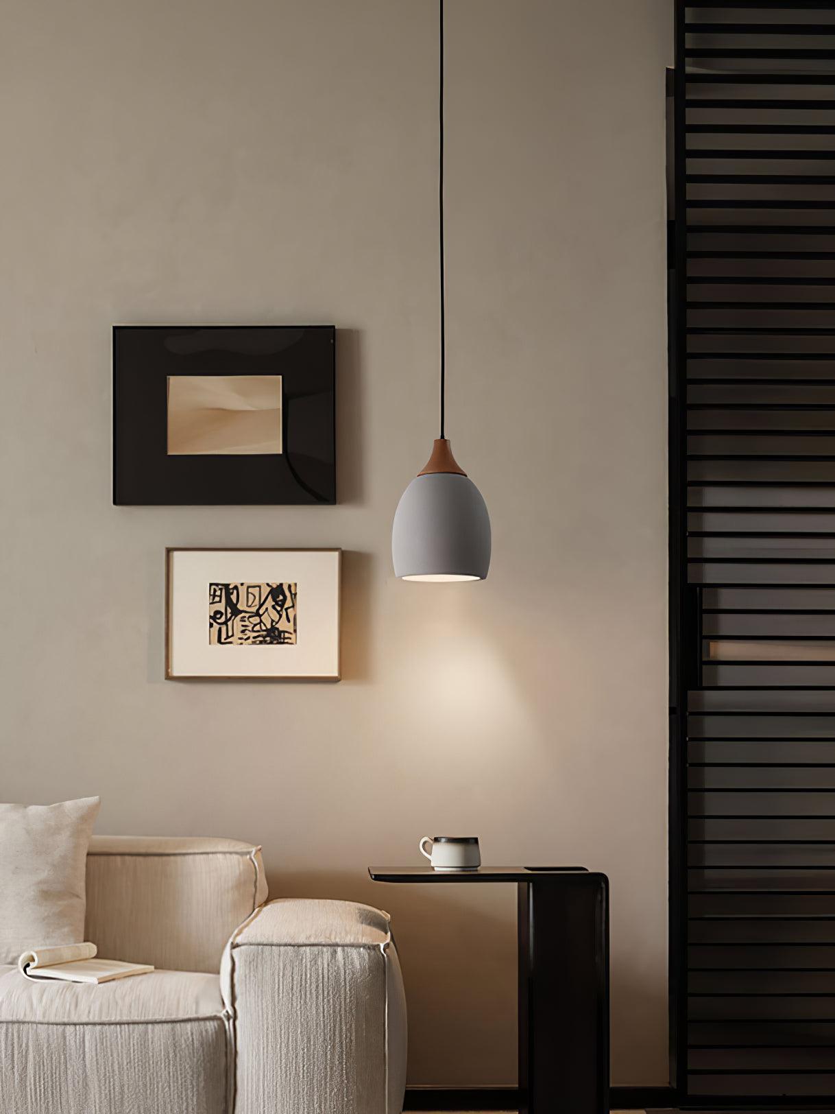 Cement Solid Wood Pendant Light 5.7