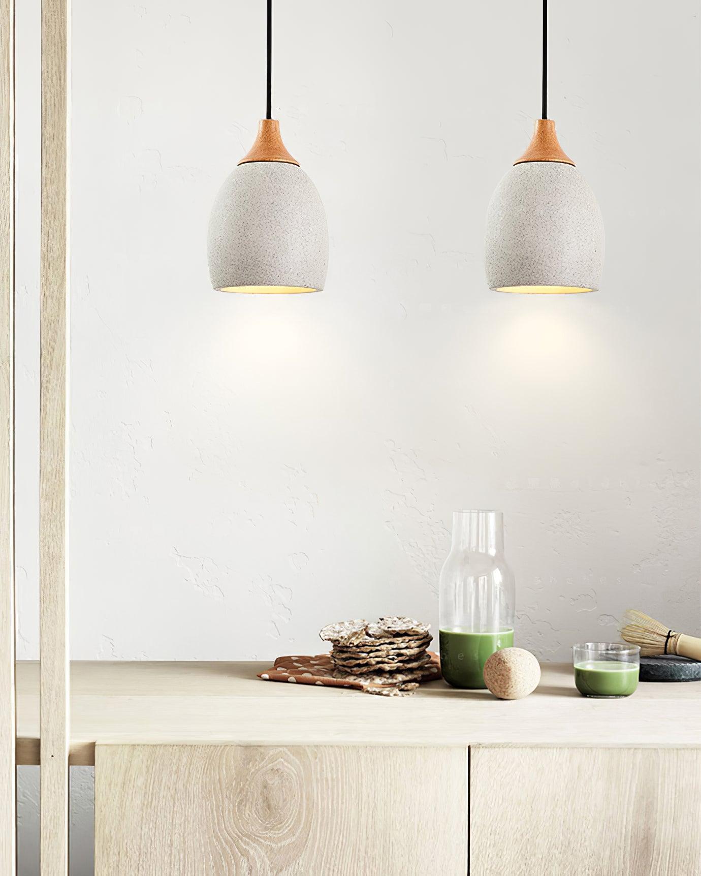 Cement Solid Wood Pendant Light 5.7