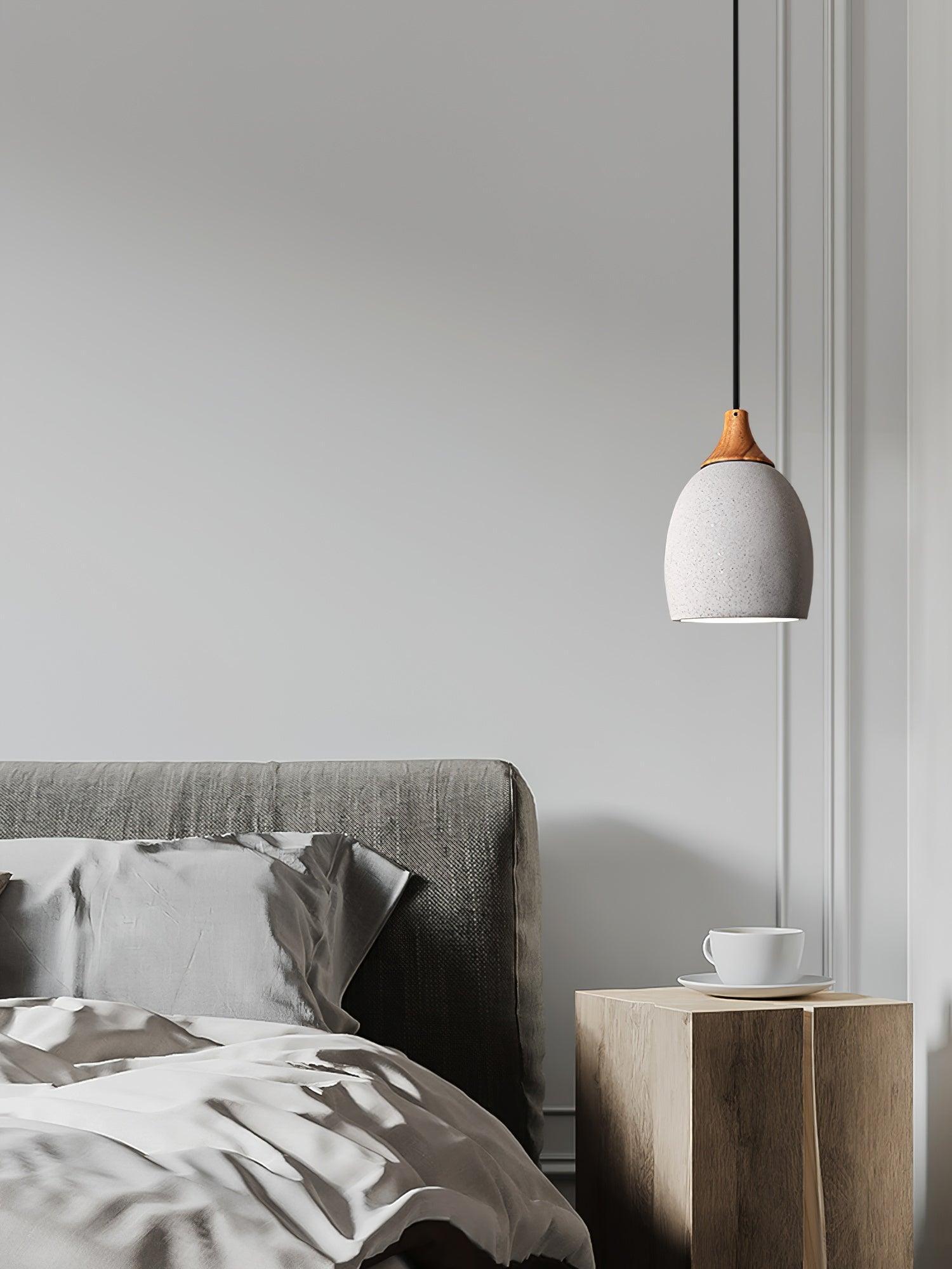Cement Solid Wood Pendant Light 5.7