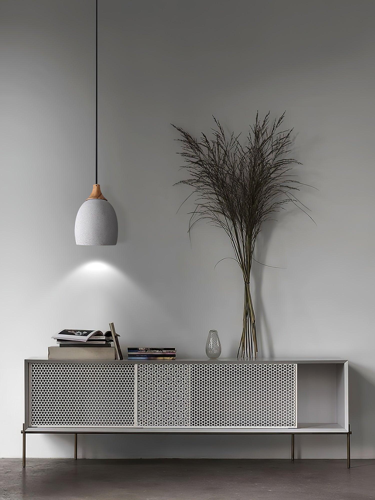 Cement Solid Wood Pendant Light 5.7