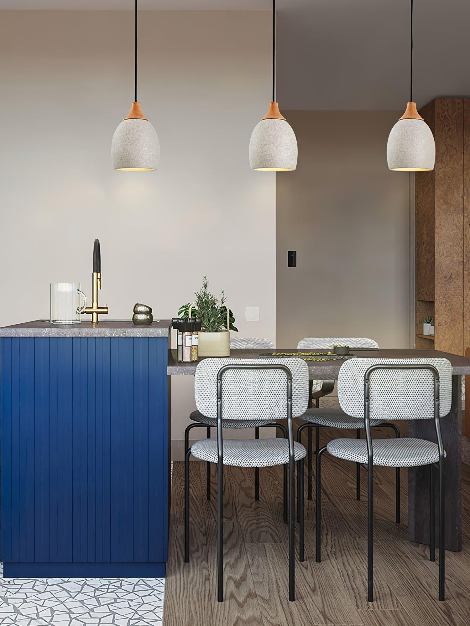 Cement Solid Wood Pendant Light 5.7