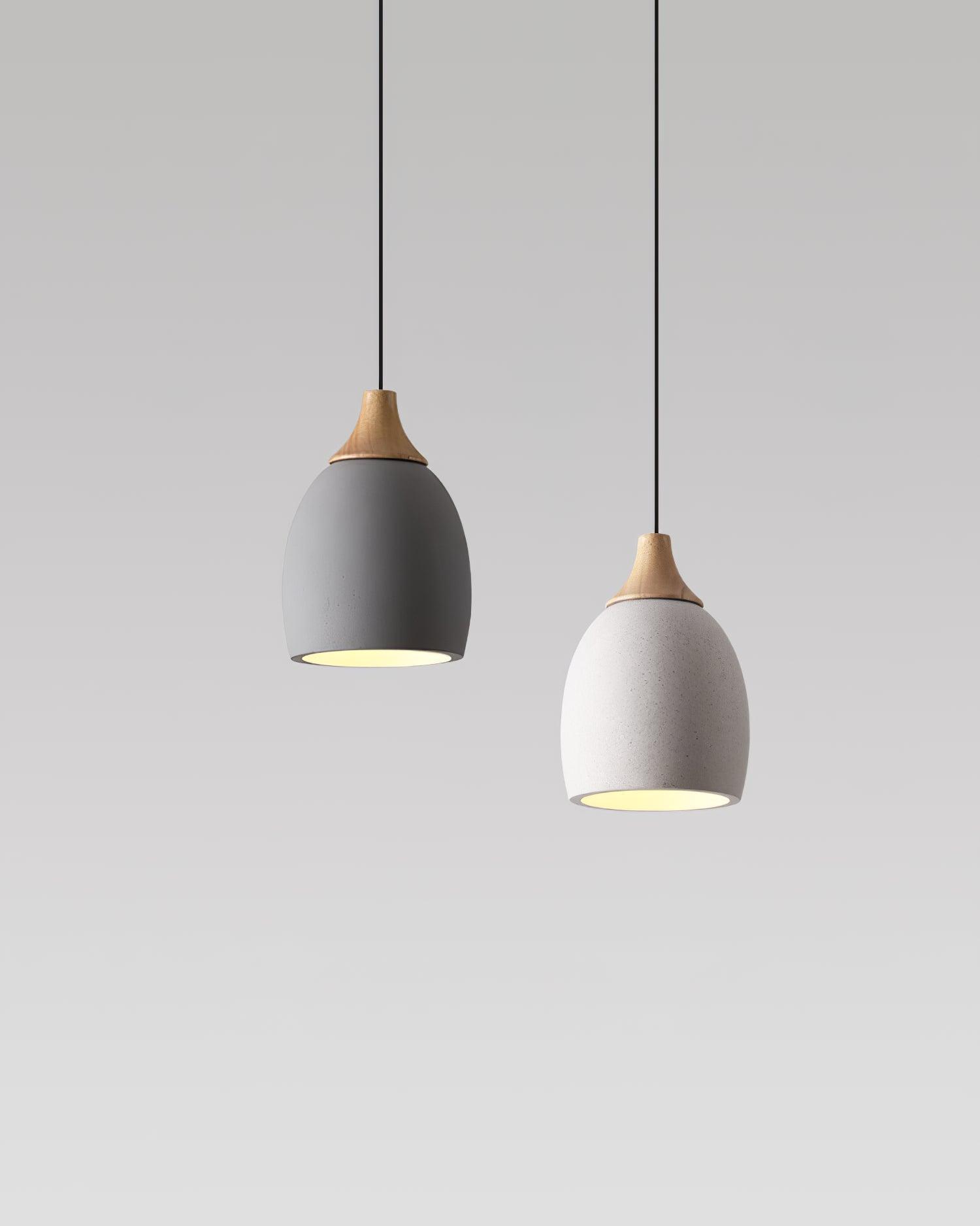 Cement Solid Wood Pendant Light 5.7