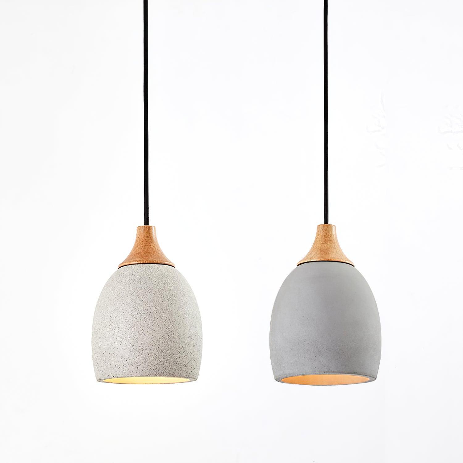 Cement Solid Wood Pendant Light 5.7