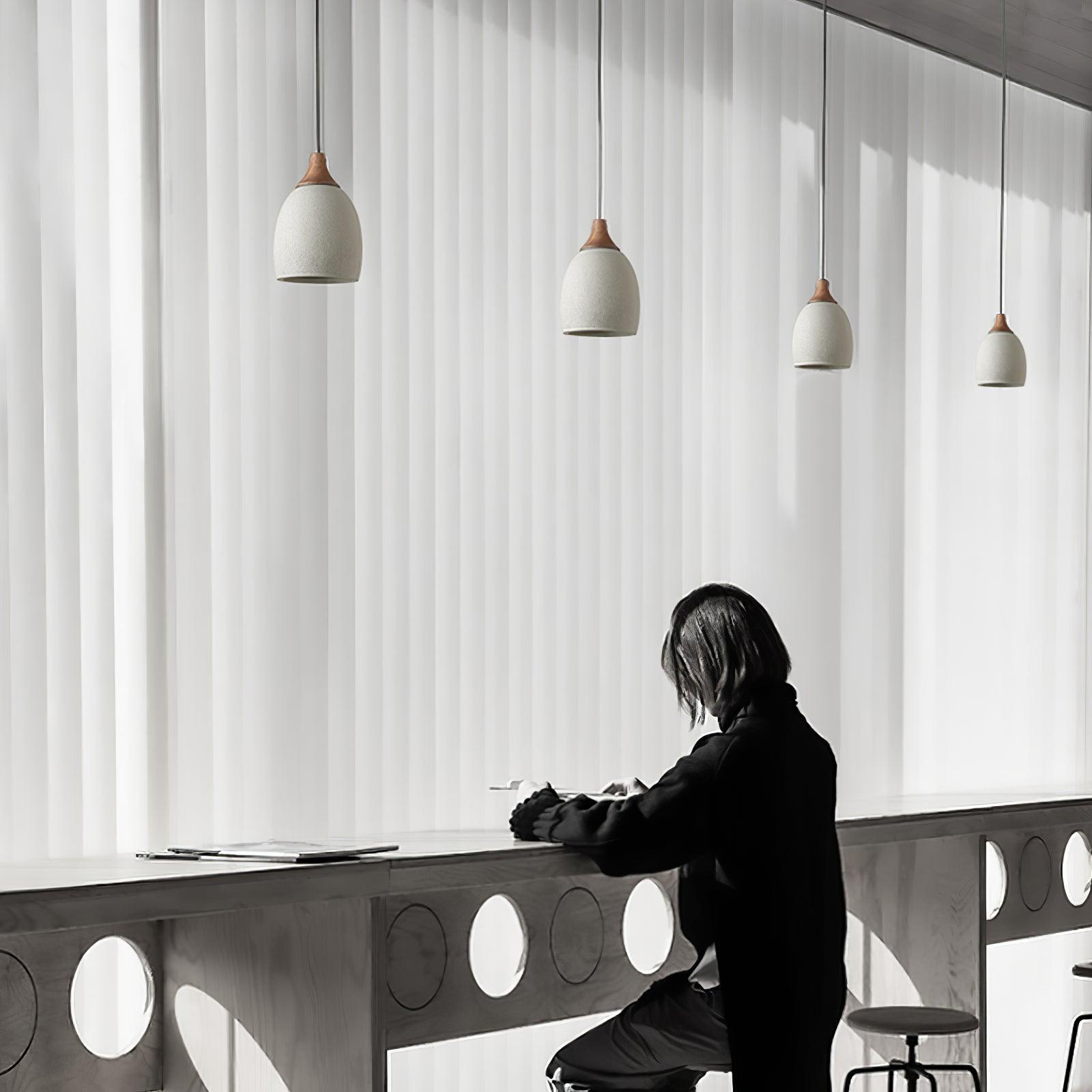Cement Solid Wood Pendant Light 5.7