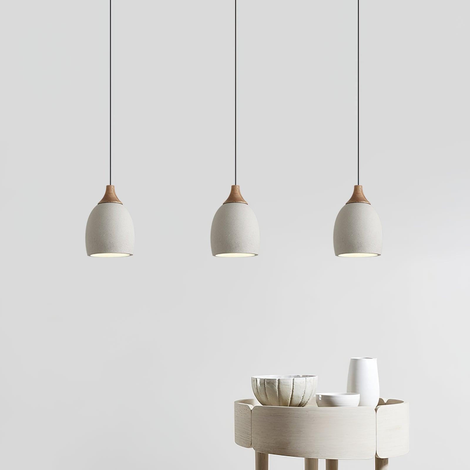 Cement Solid Wood Pendant Light 5.7