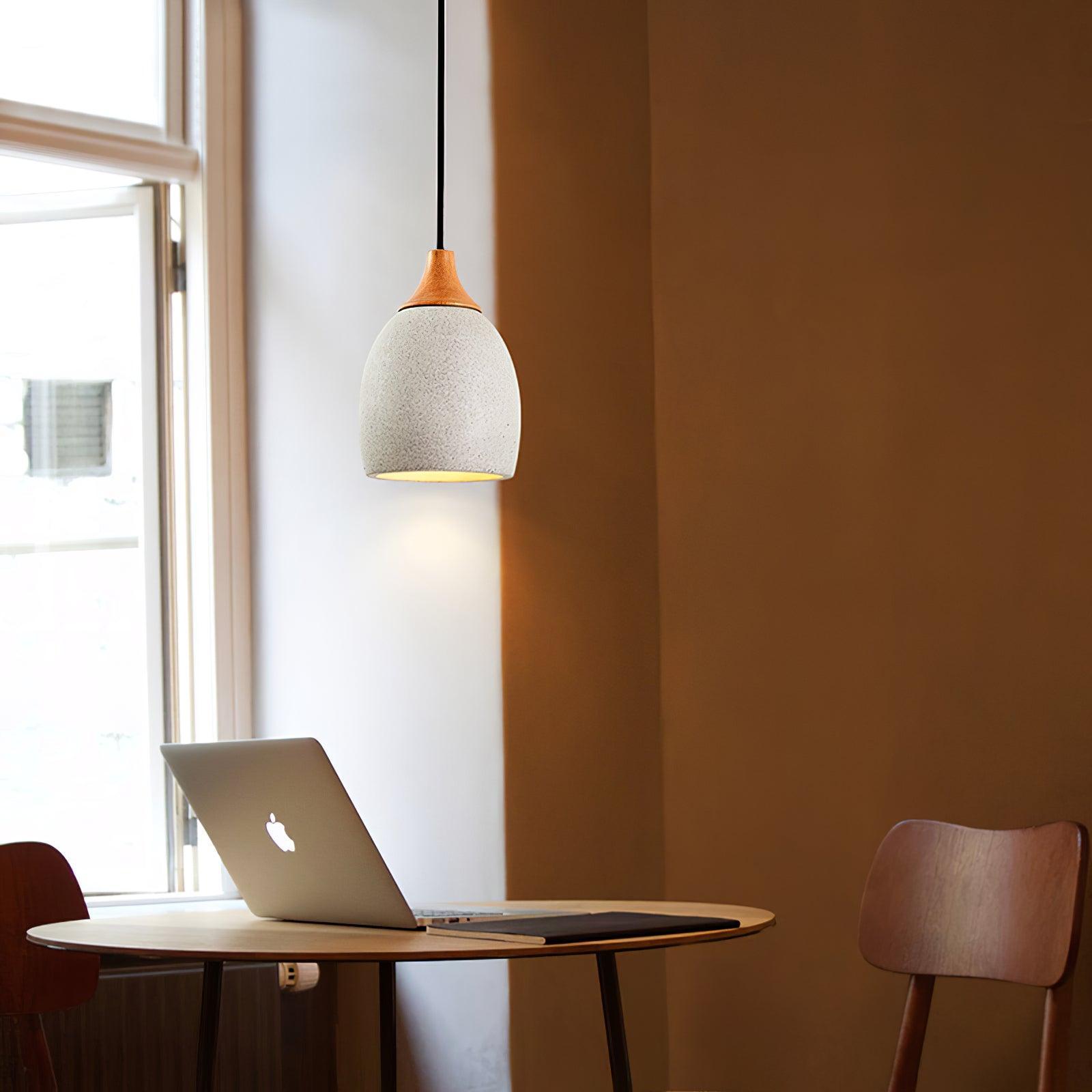 Cement Solid Wood Pendant Light 5.7