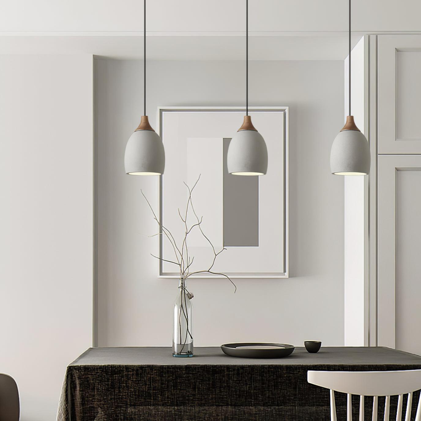 Cement Solid Wood Pendant Light 5.7