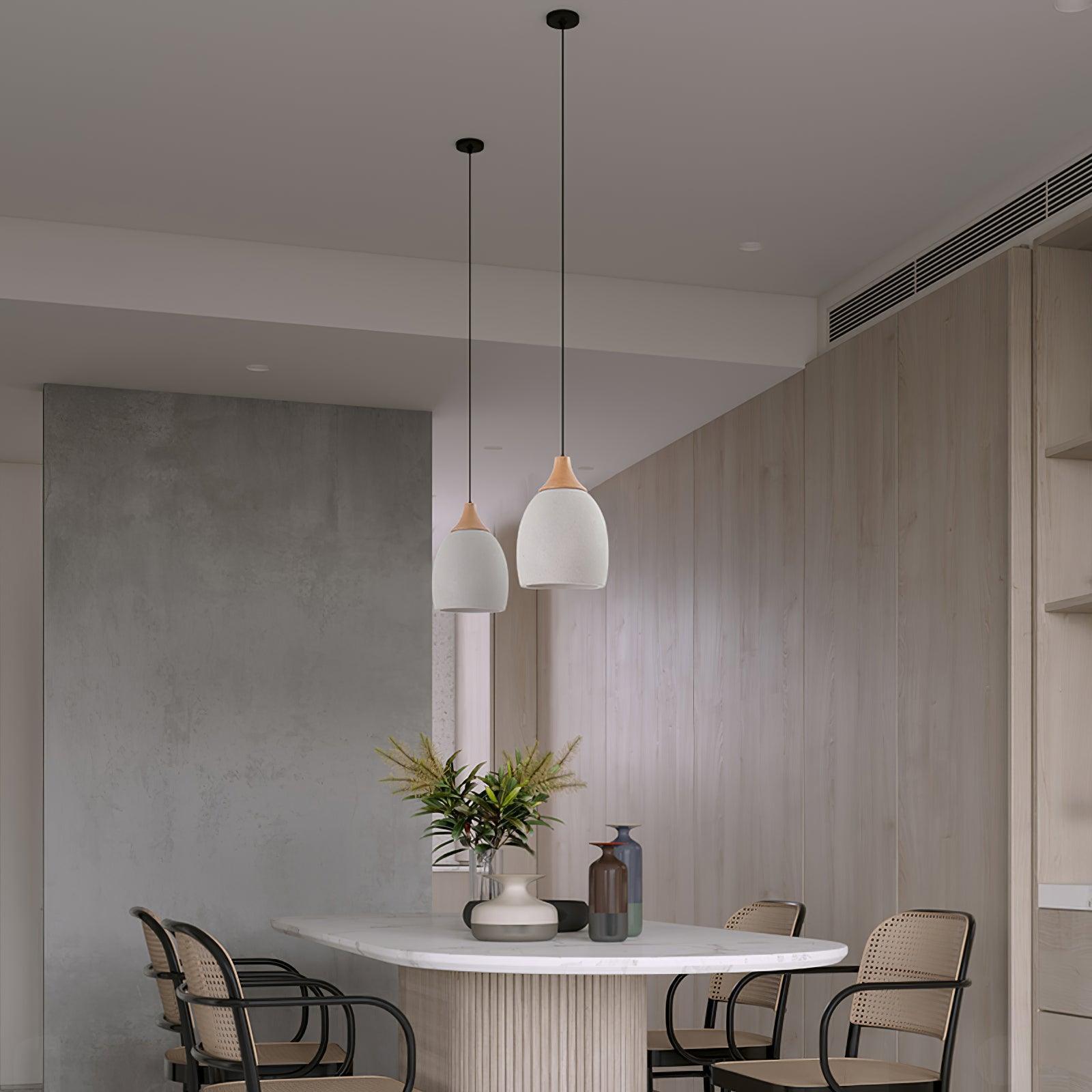 Cement Solid Wood Pendant Light 5.7