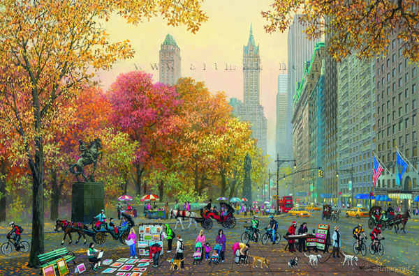 Central Park Entrance Fall (UNFRAMED) by Alexander Chen - Seriolithograph - Artman