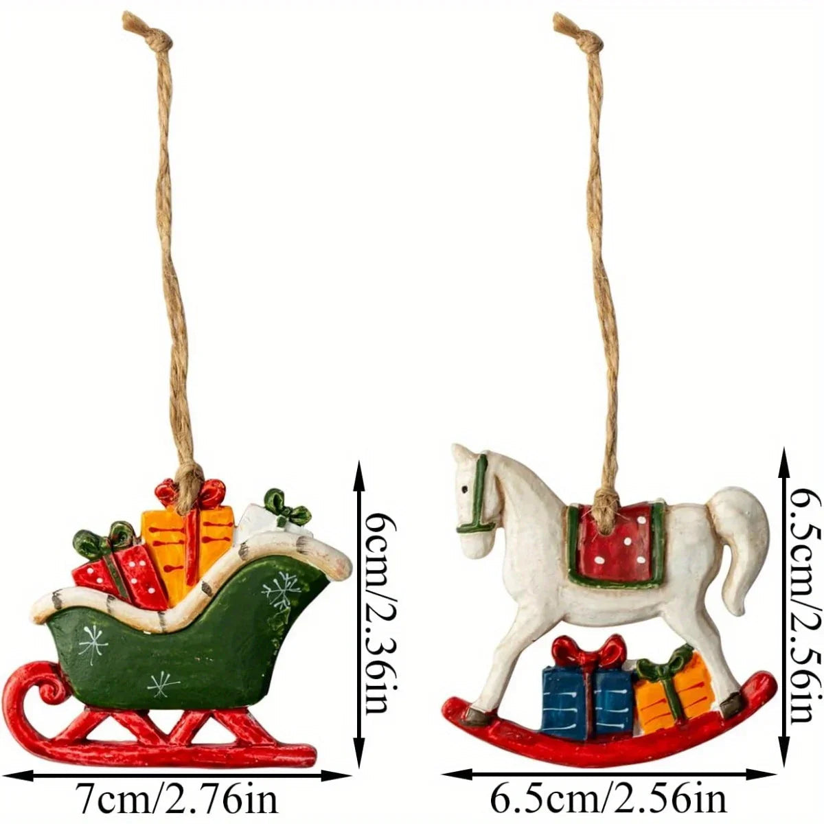 Ceramic Christmas Tree Topper Set - Santa, Snowman & Sleigh Ornaments