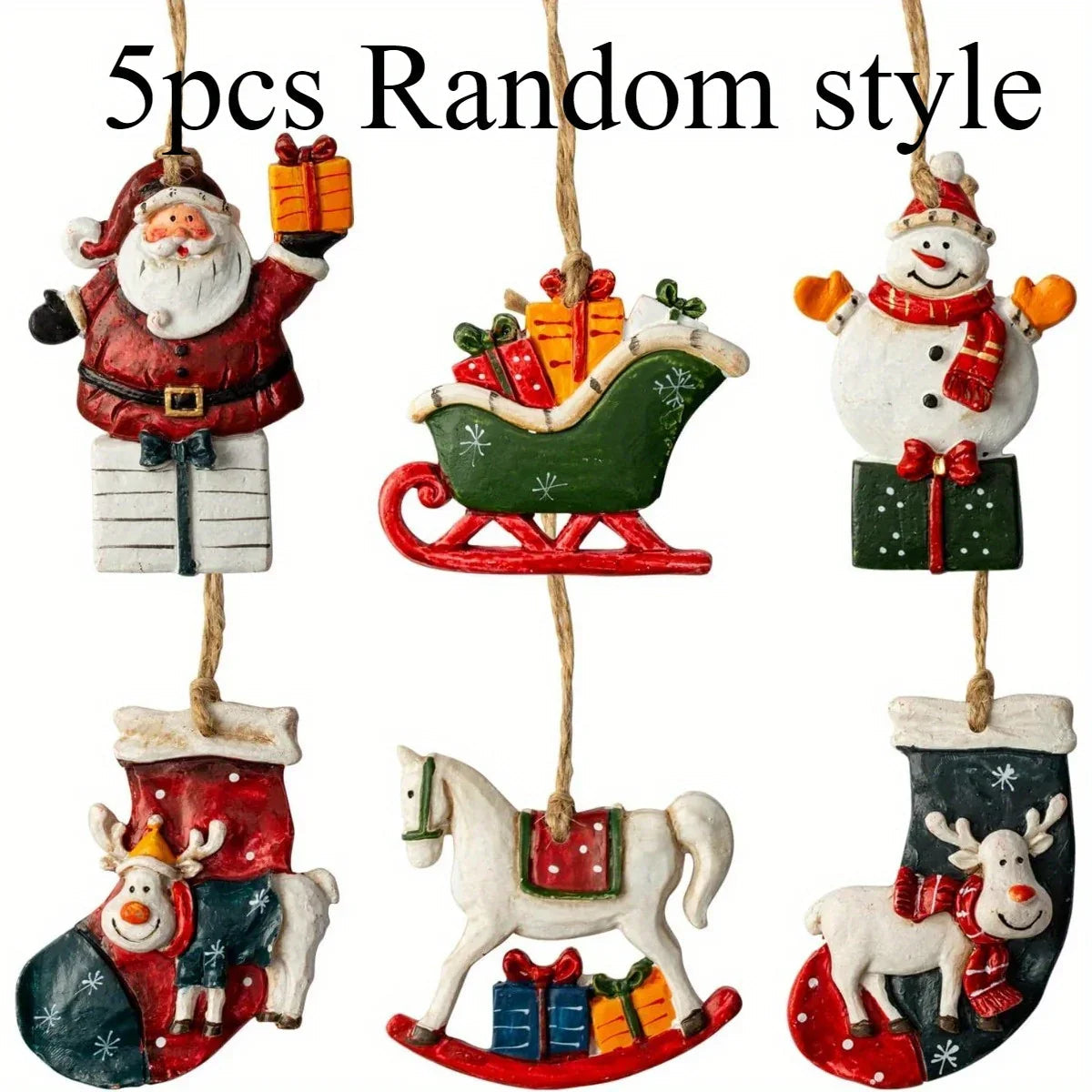 Ceramic Christmas Tree Topper Set - Santa, Snowman & Sleigh Ornaments