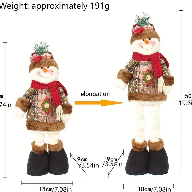 Ceramic Snowman Figurine with Reindeer and Santa Claus Design
