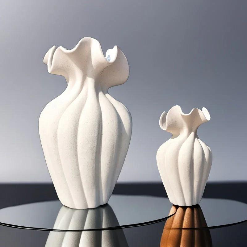 Ceramic Vase 20cm with Striped Skirt Element Design