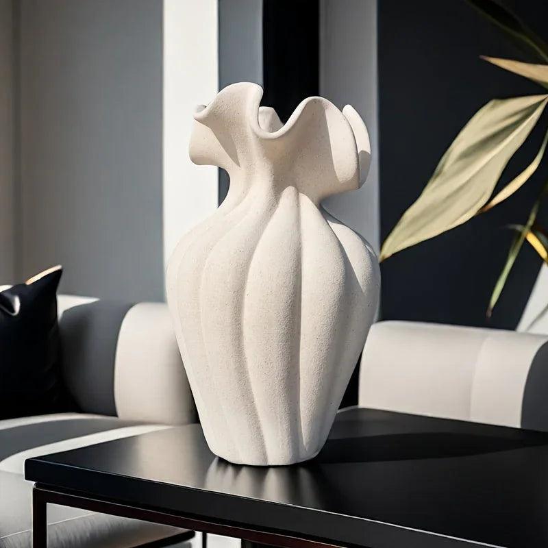 Ceramic Vase 20cm with Striped Skirt Element Design