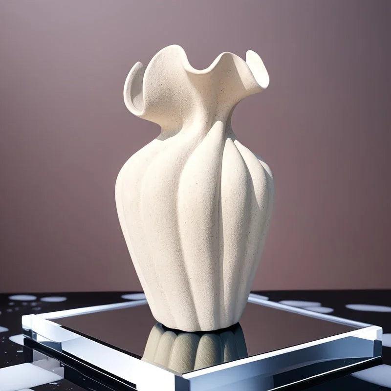 Ceramic Vase 20cm with Striped Skirt Element Design