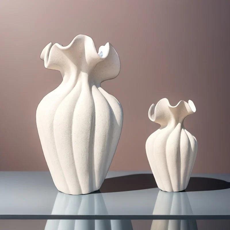 Ceramic Vase 20cm with Striped Skirt Element Design