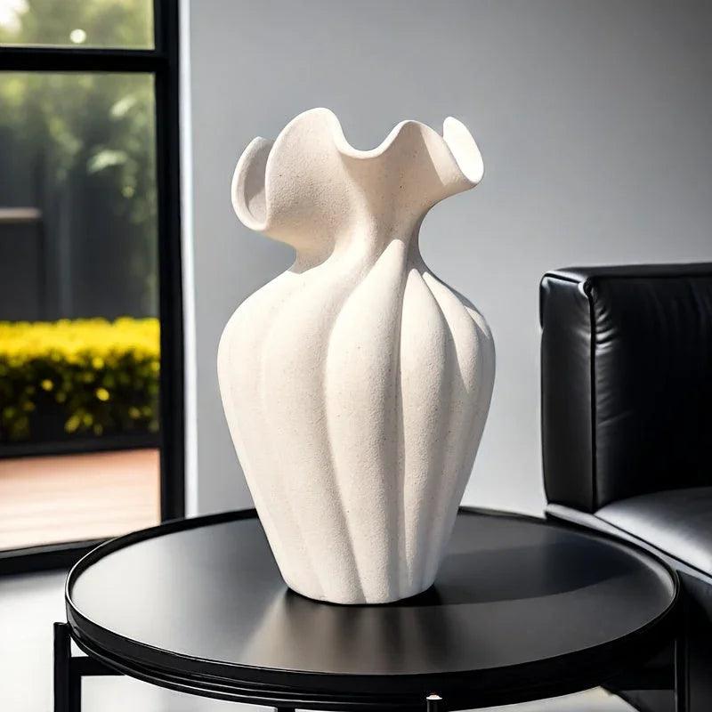 Ceramic Vase 20cm with Striped Skirt Element Design