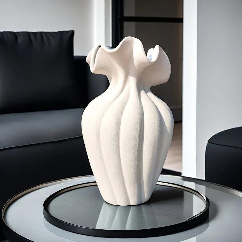 Ceramic Vase 20cm with Striped Skirt Element Design