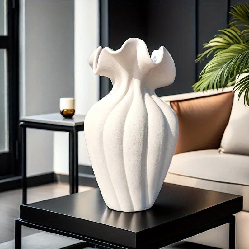 Ceramic Vase 20cm with Striped Skirt Element Design