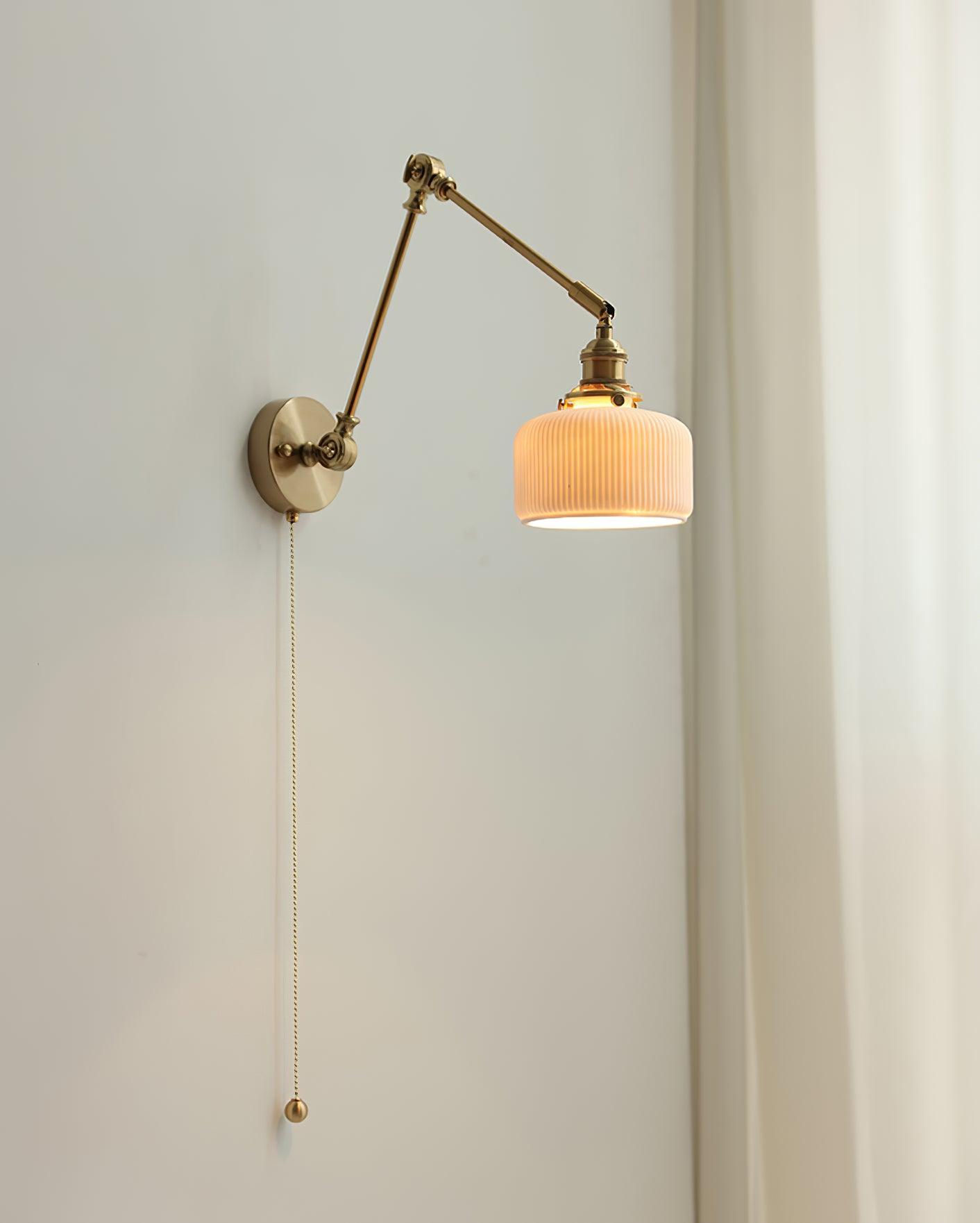 Ceramic Brass Retractable Arm Wall Light 4.7