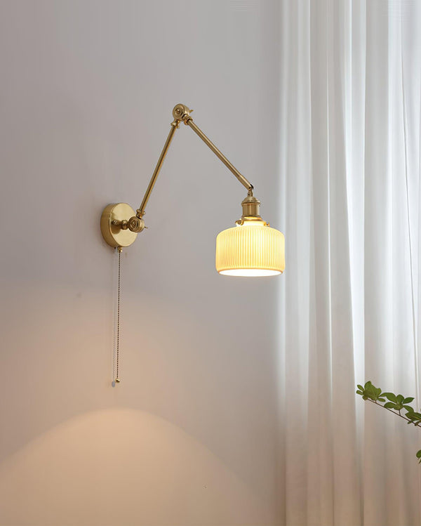 Ceramic Brass Retractable Arm Wall Light 4.7