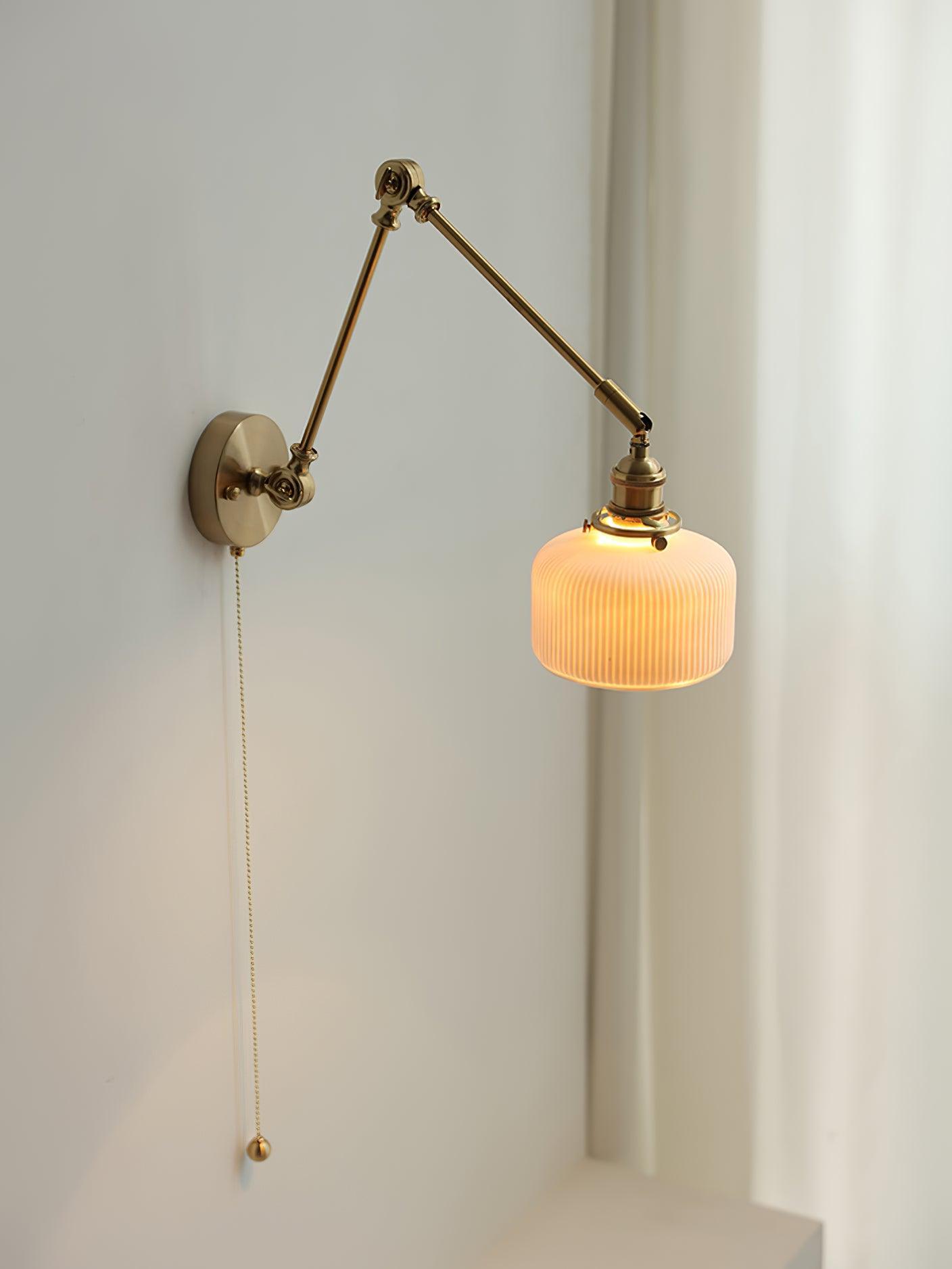 Ceramic Brass Retractable Arm Wall Light 4.7