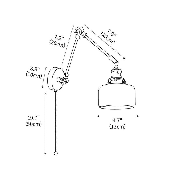 Ceramic Brass Retractable Arm Wall Light 4.7