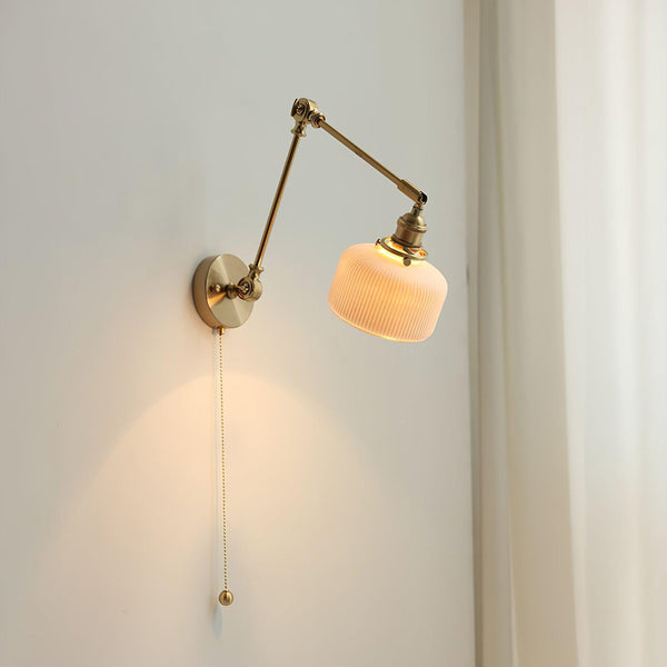 Ceramic Brass Retractable Arm Wall Light 4.7