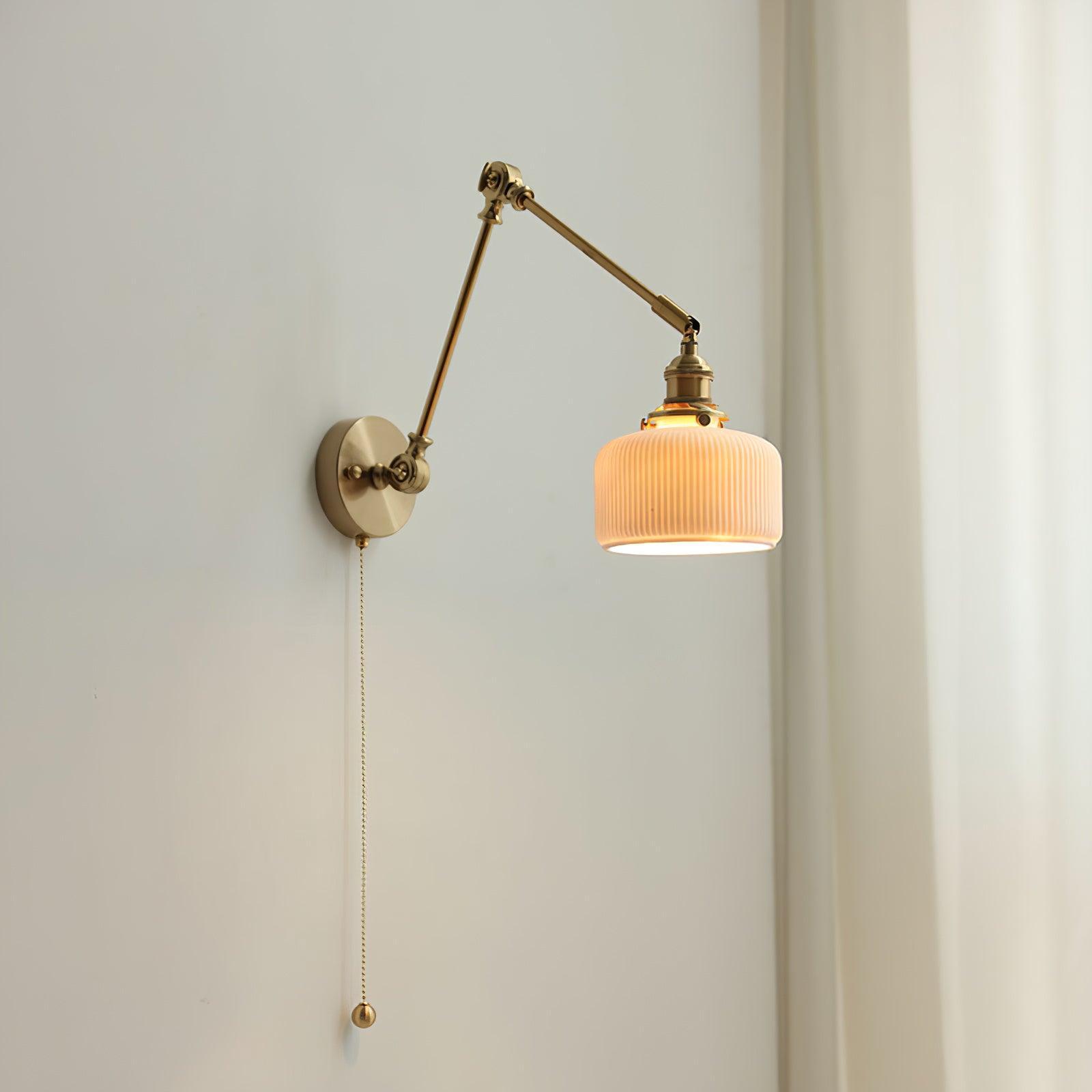 Ceramic Brass Retractable Arm Wall Light 4.7