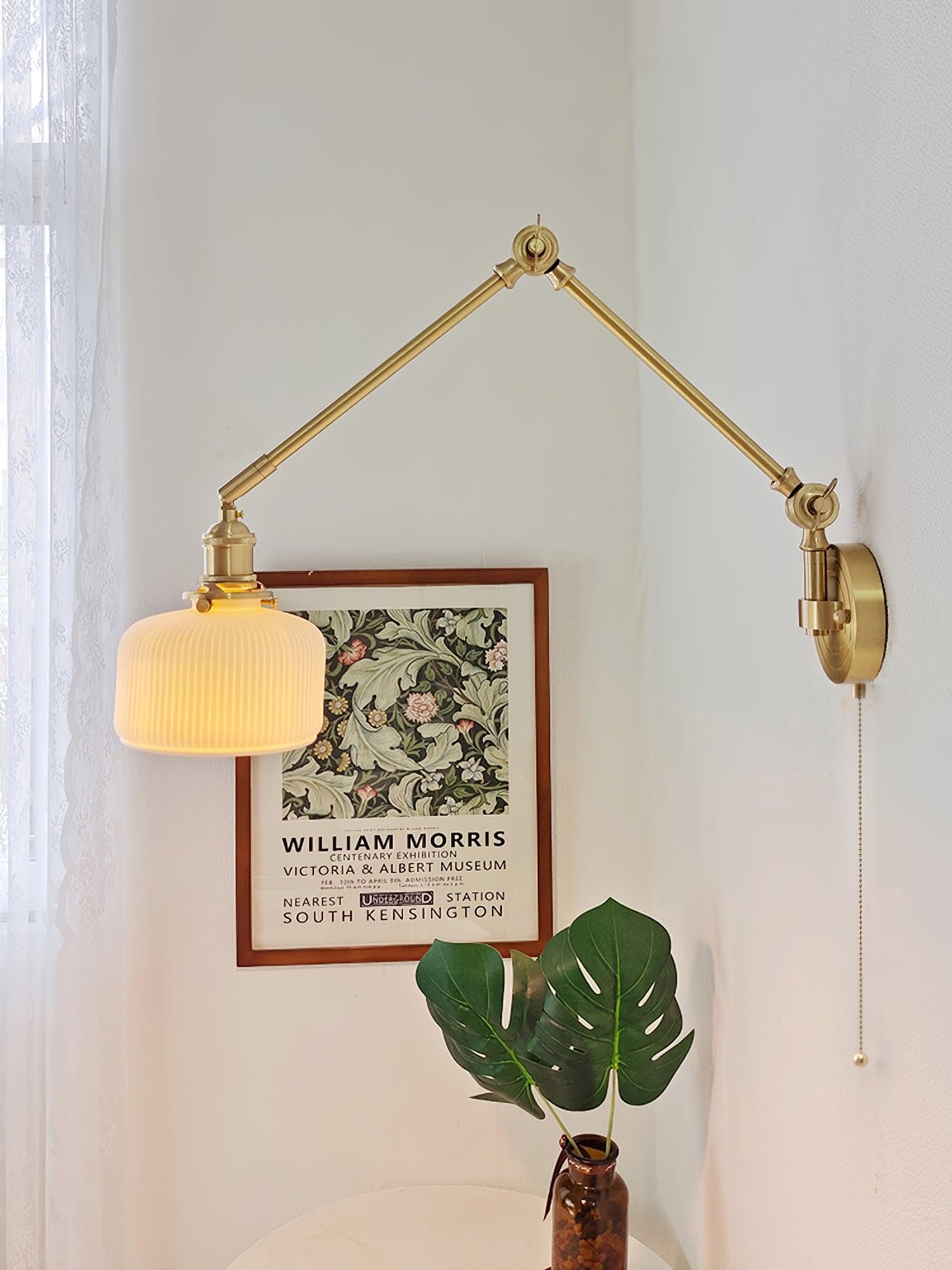Ceramic Brass Retractable Arm Wall Light 4.7