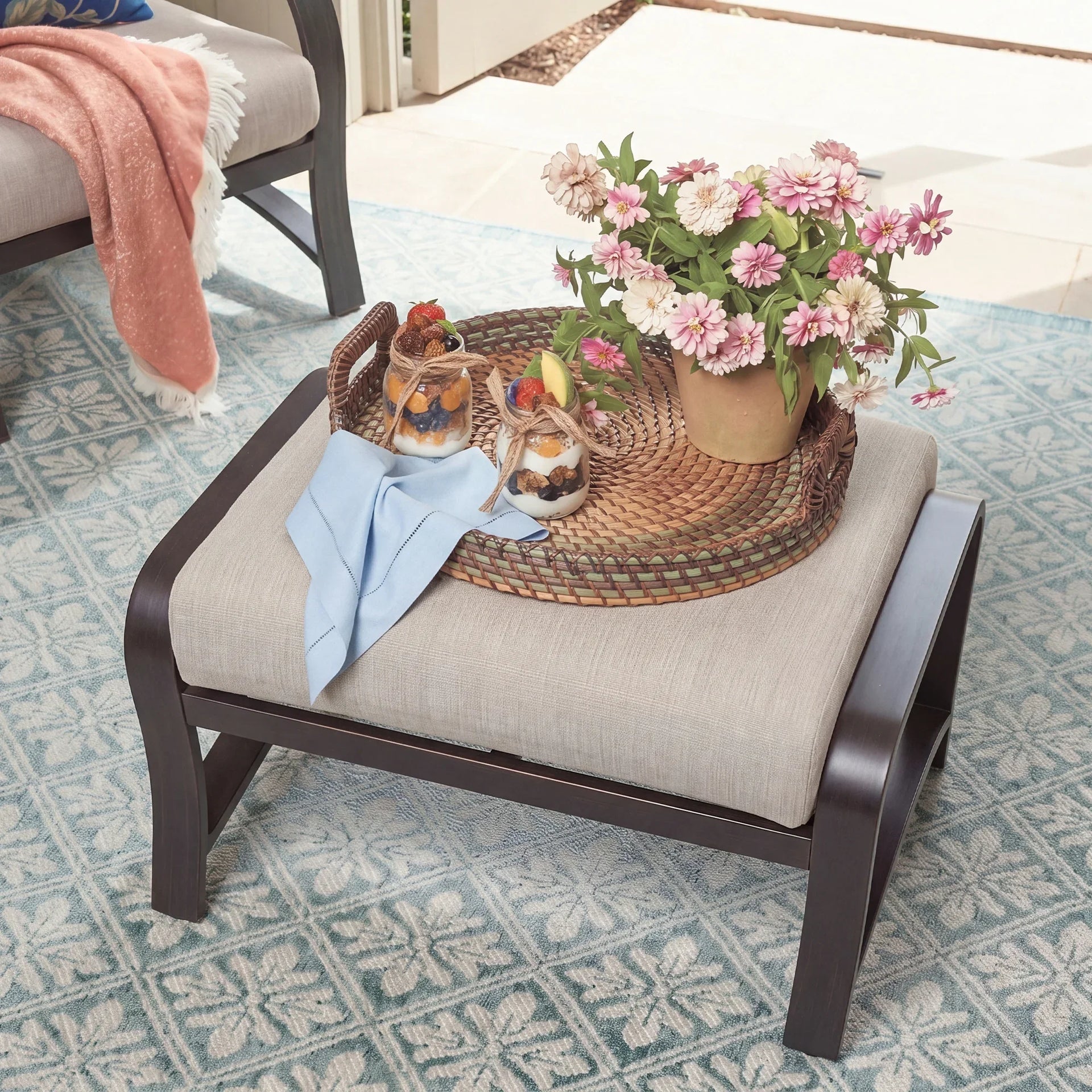 Chamber Outdoor Ottoman with Sunbrella® Cushion