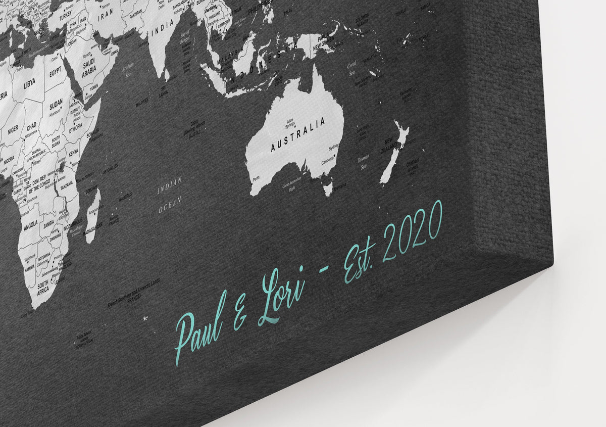 Push Pin Travel Map - Dark Grey