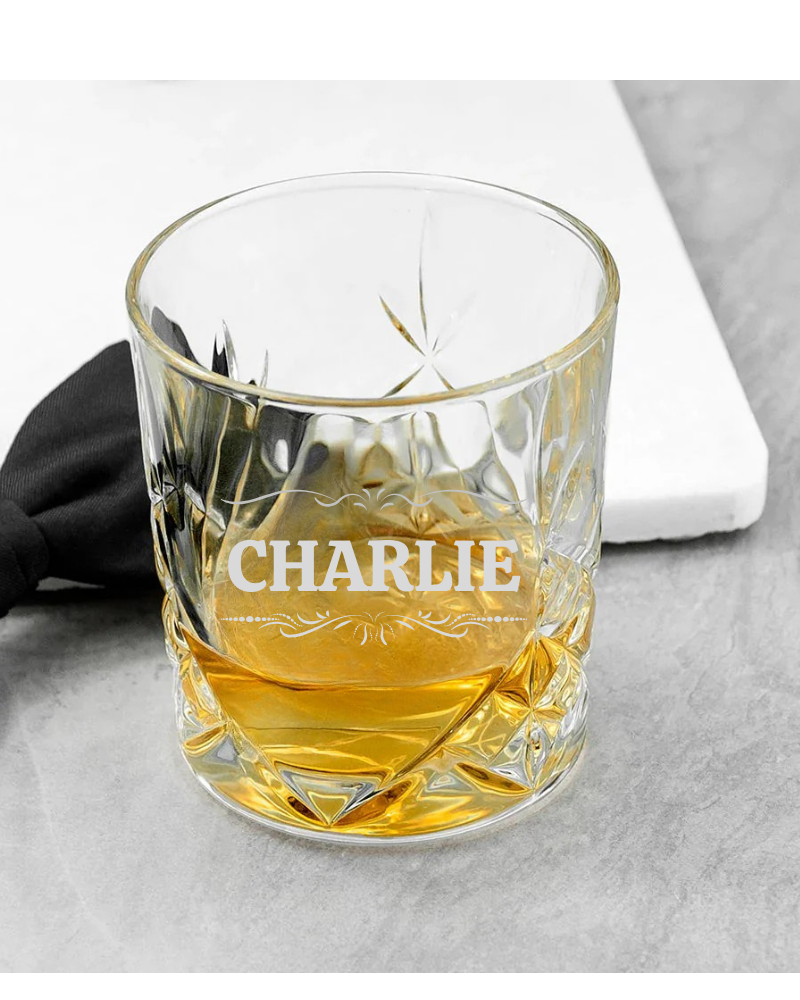 Personalized Name Etched Crystal Whisky Tumbler engraved