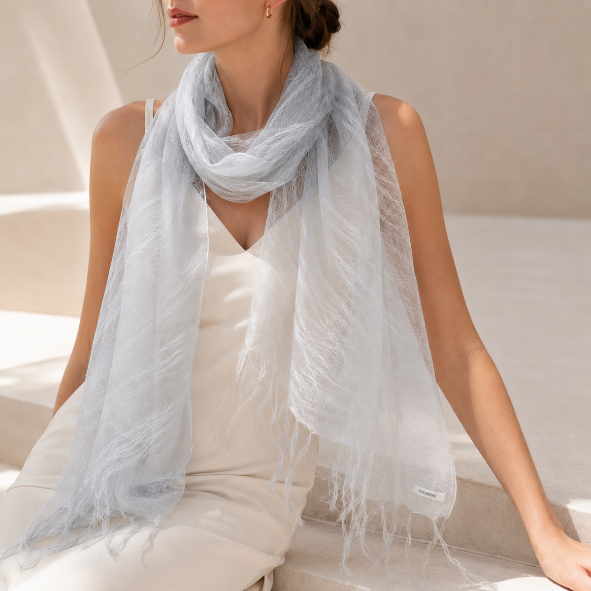 Powder Blue Mulberry Silk Scarf