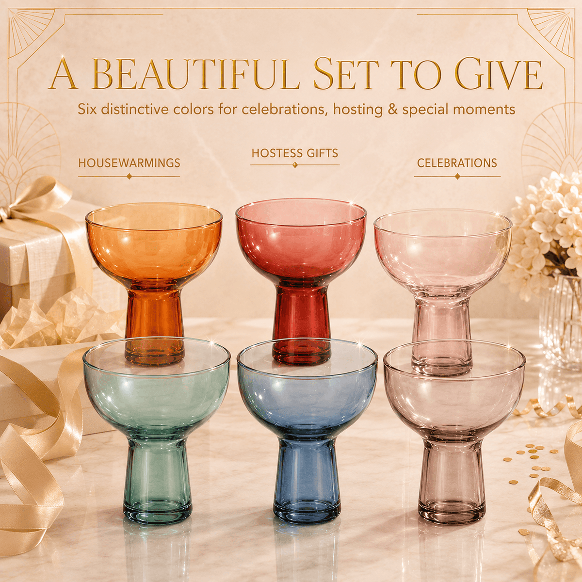 Tonal Margarita Cocktail Glassware, Set of 6