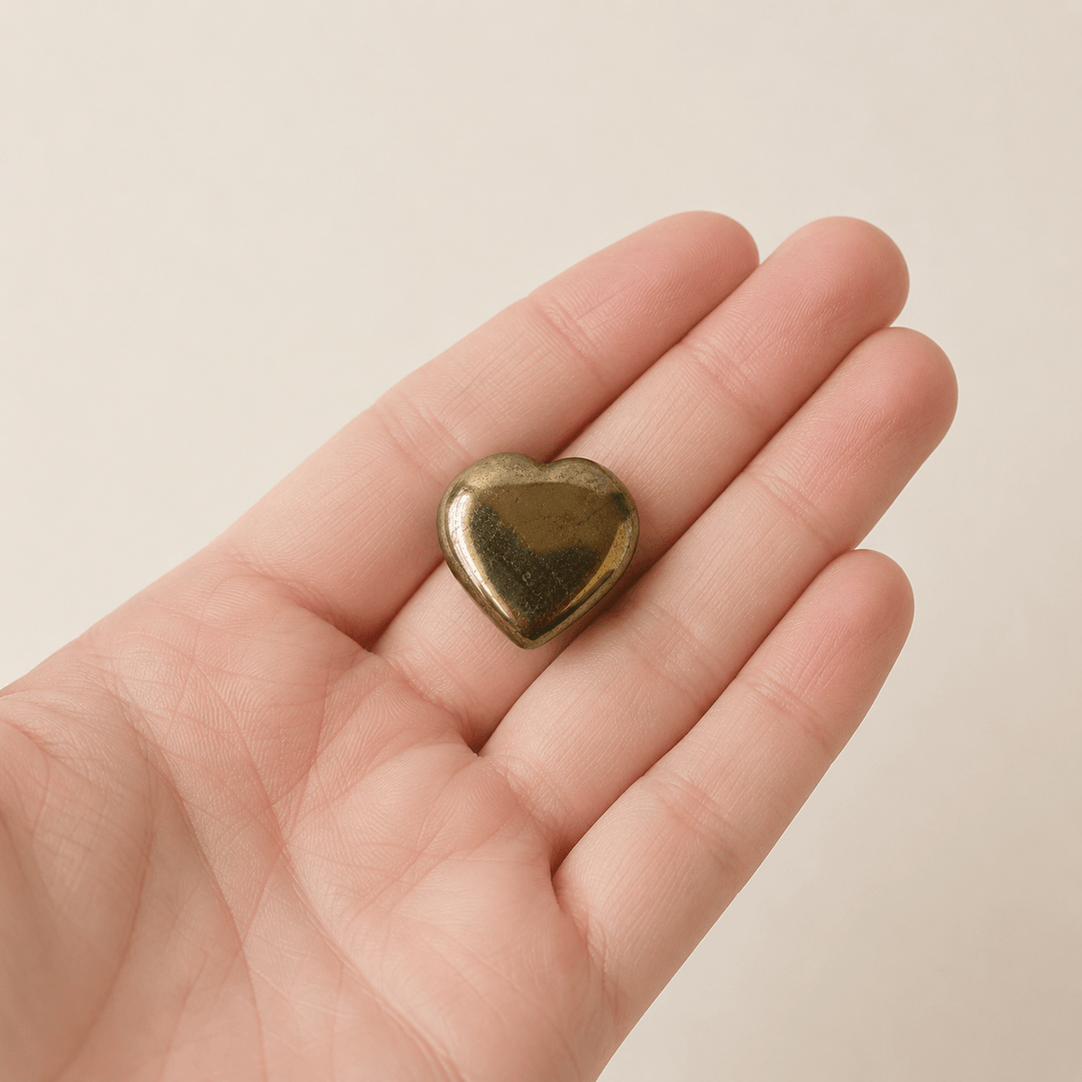 Pyrite Heart Crystal, Puffy Mini 1 Inch Pocket Crystal Heart