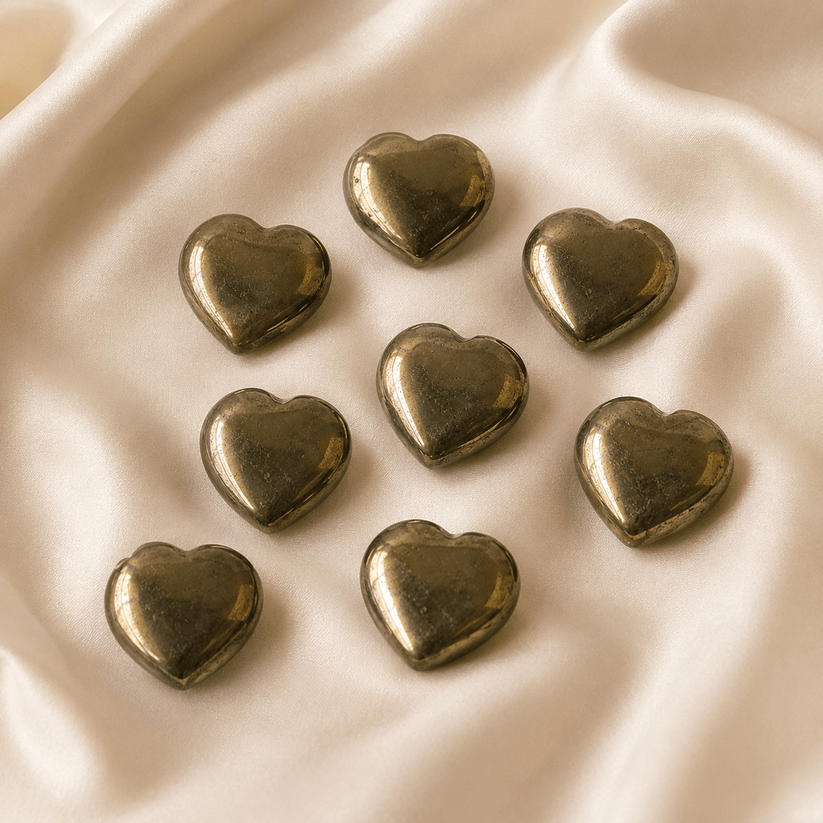 Pyrite Heart Crystal, Puffy Mini 1 Inch Pocket Crystal Heart