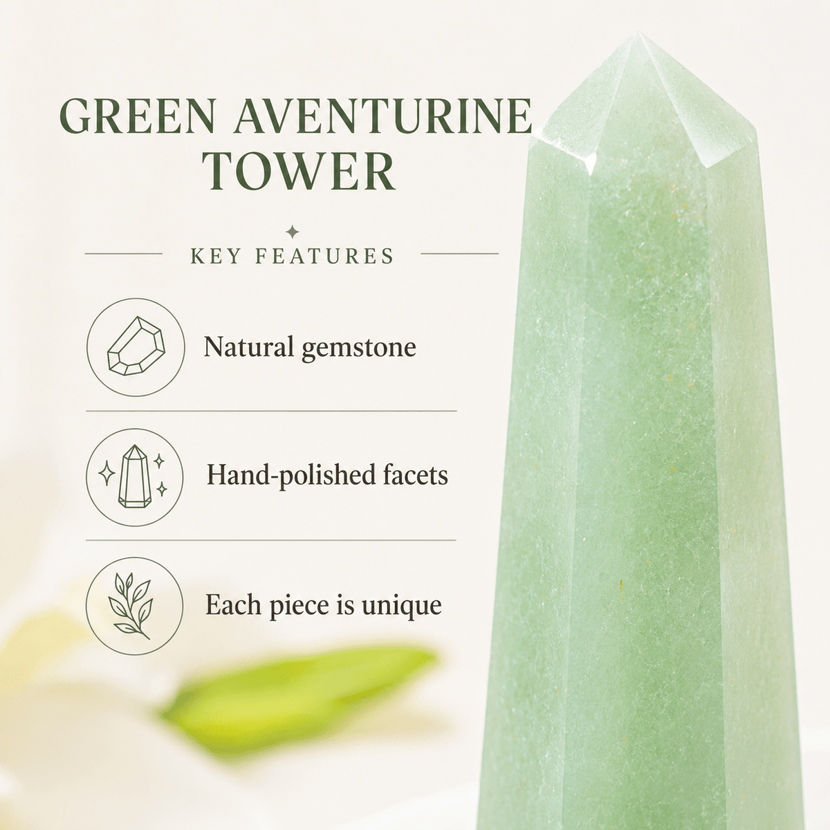 Green Aventurine Tower Point (Leadership and Good Fortune)