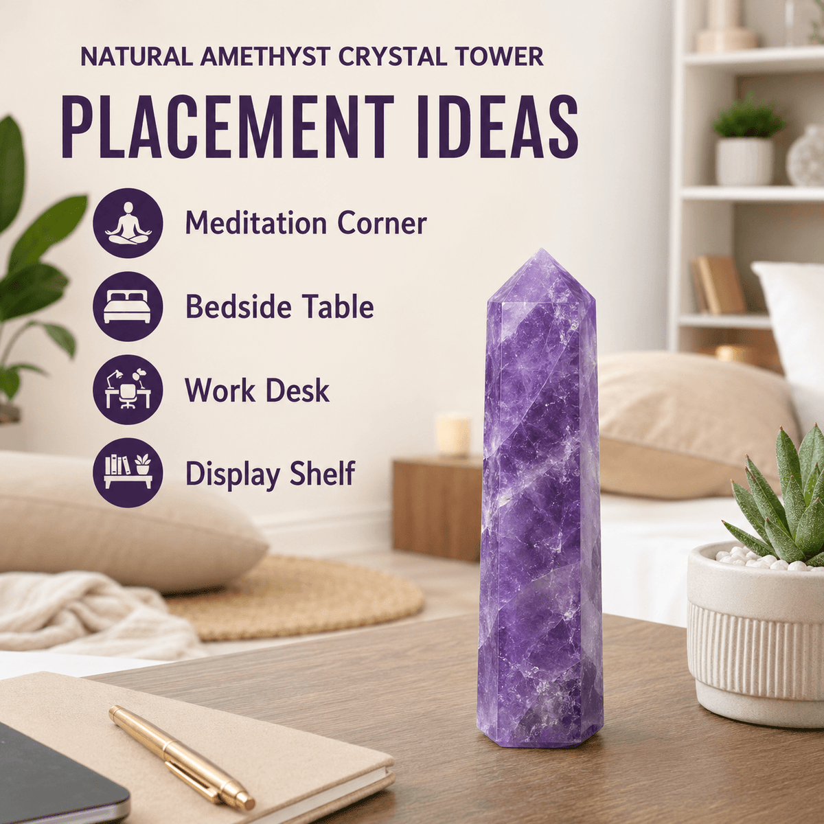 Amethyst Tower Point (Purification and Serenity)